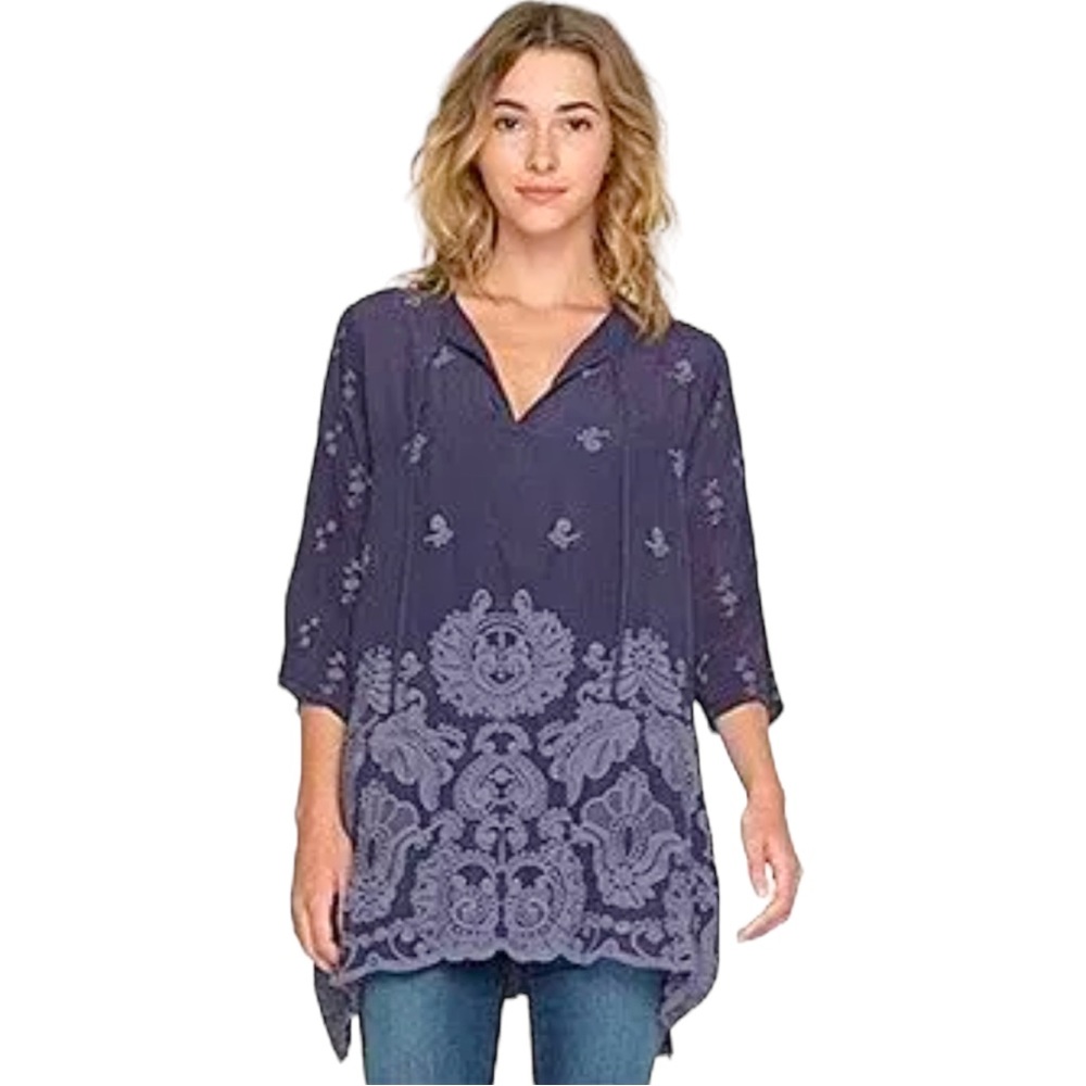 NWT Johnny Was Paisley Faire Blouse in Navy - Picture 2 of 6